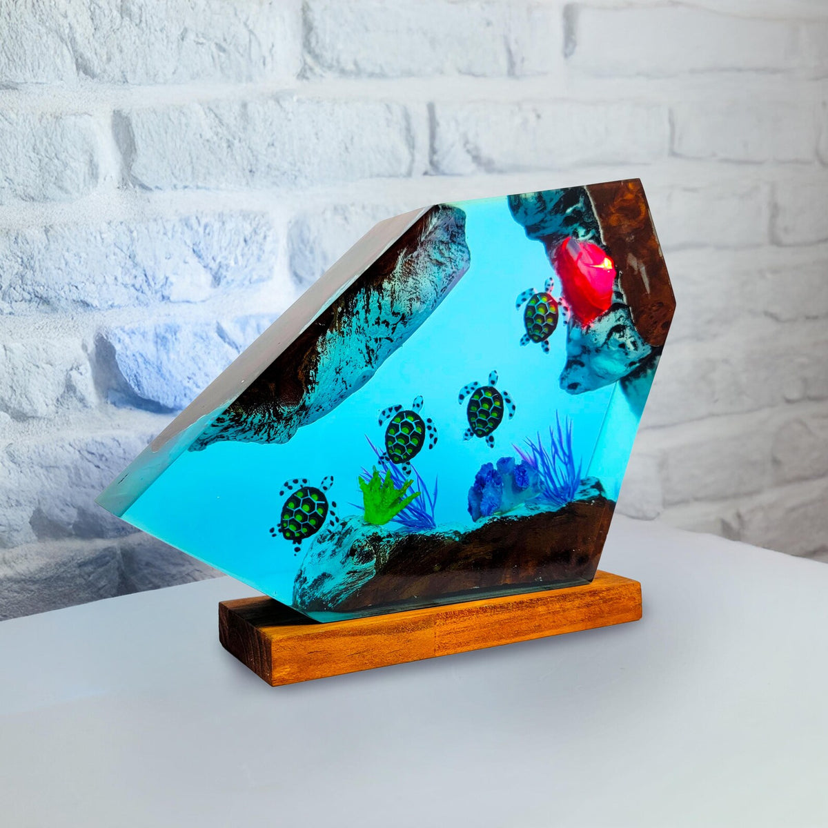 Handmade Sea Turtle Resin Lamp – Ocean Night Light