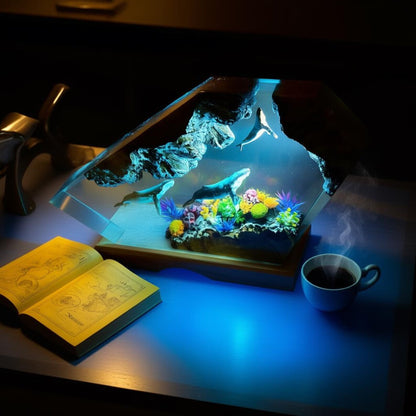 Handmade Humpback Whale Resin Lamp – Ocean Night Light and Coastal Decor