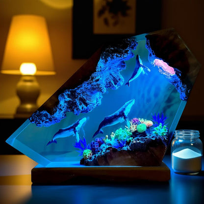 Handmade Humpback Whale Resin Lamp – Ocean Night Light and Coastal Decor