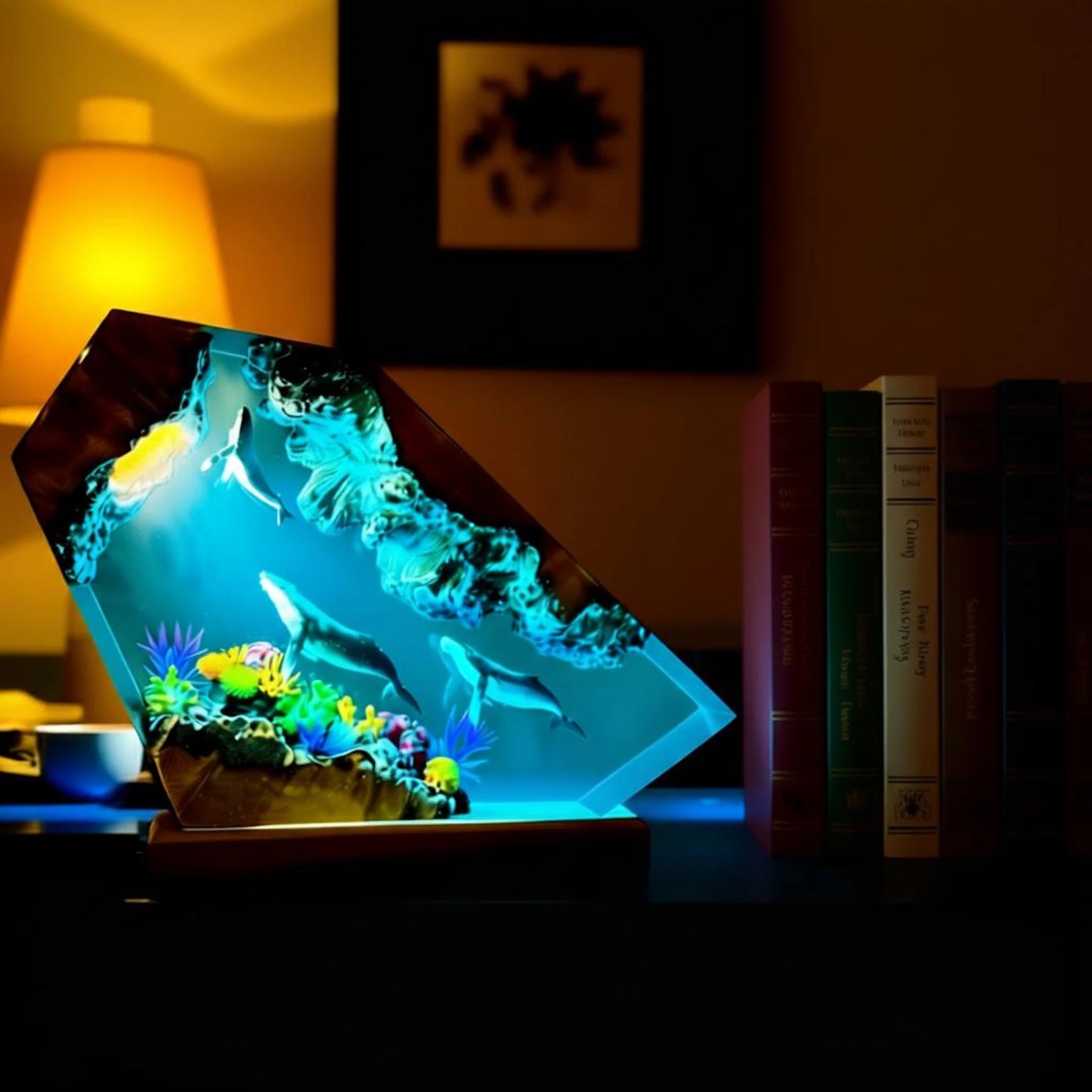 Handmade Humpback Whale Resin Lamp – Ocean Night Light and Coastal Decor