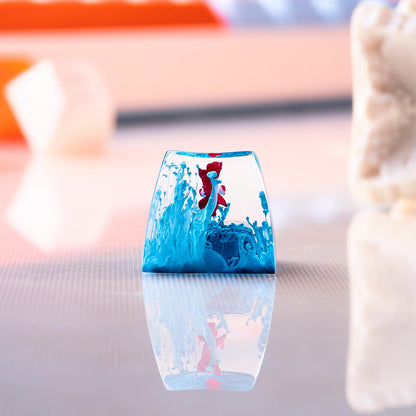 Blue Betta Fish Artisan Keycap, Handmade Resin SA Profile Keycap for Custom Mechanical Keyboard Setup