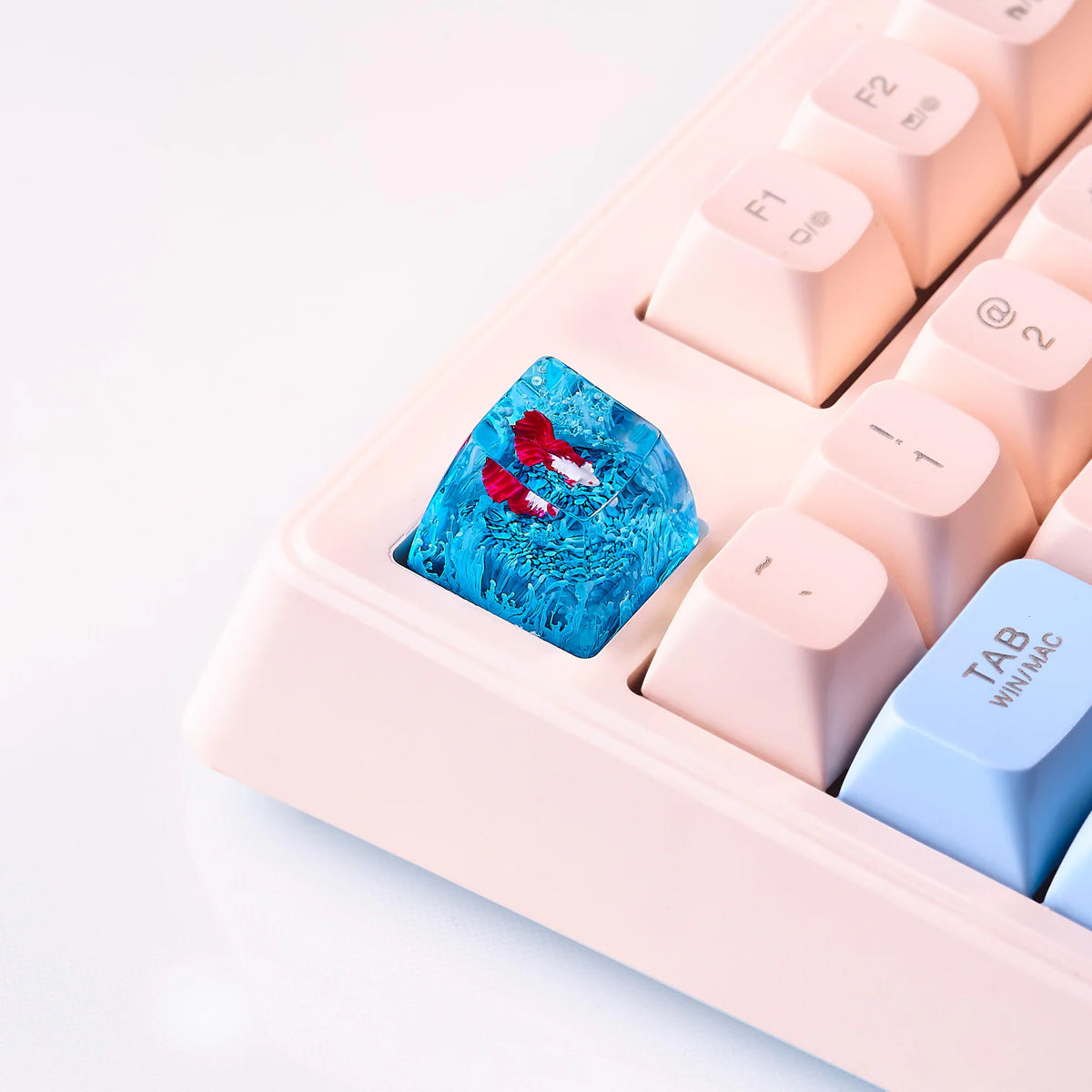 Blue Betta Fish Artisan Keycap, Handmade Resin SA Profile Keycap for Custom Mechanical Keyboard Setup