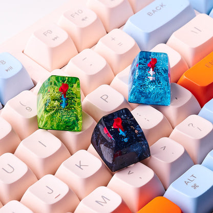 Blue Betta Fish Artisan Keycap, Handmade Resin SA Profile Keycap for Custom Mechanical Keyboard Setup
