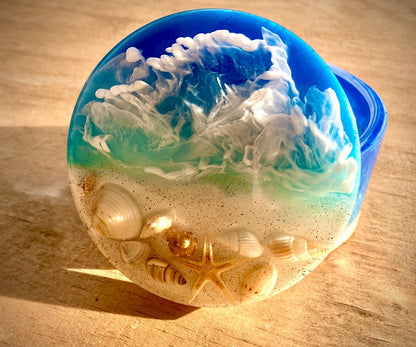 Ocean Resin Coasters, Handmade Seashell Beach Coasters, Coastal Table Decor, Unique Home Decoration