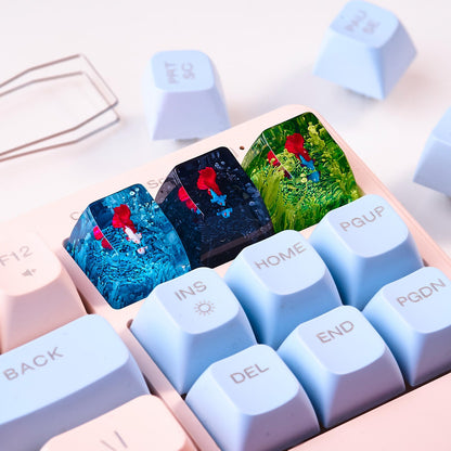 Blue Betta Fish Artisan Keycap, Handmade Resin SA Profile Keycap for Custom Mechanical Keyboard Setup