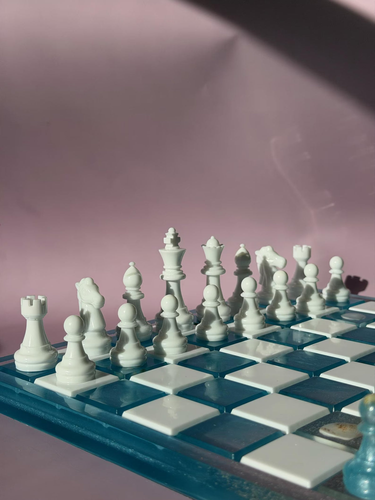 Unique Handmade Ocean Resin Chess Set with Luxury Epoxy Board and Artistic Wave Design