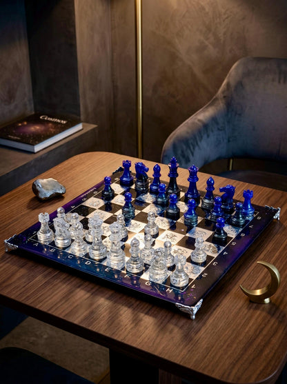 Cosmic Galaxy Resin Chess Set Handmade Epoxy Space Board Luxury Chess Game Design 30cm