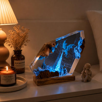 Handmade Fire-Breathing Dragon Resin Lamp – Fantasy Table Light and Gaming Decor