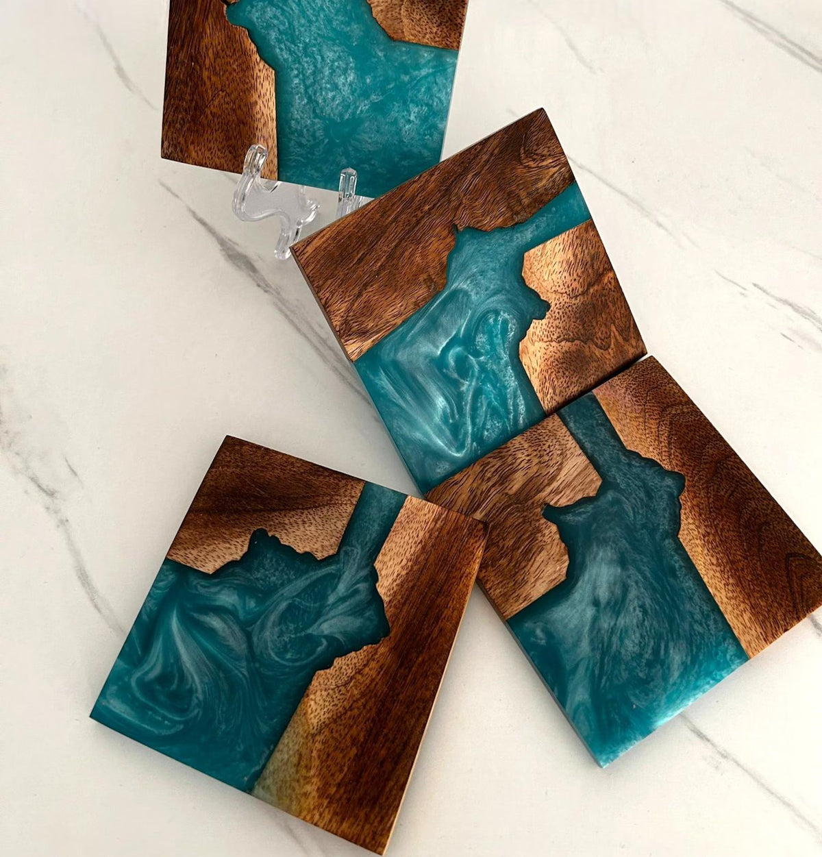 Handmade Epoxy Resin Coasters, Unique Drink Coaster Set, Elegant Home Decor, Tea Coffee Table