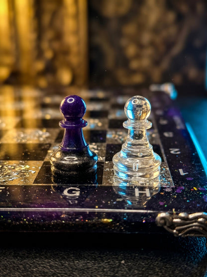 Cosmic Galaxy Resin Chess Set Handmade Epoxy Space Board Luxury Chess Game Design 30cm