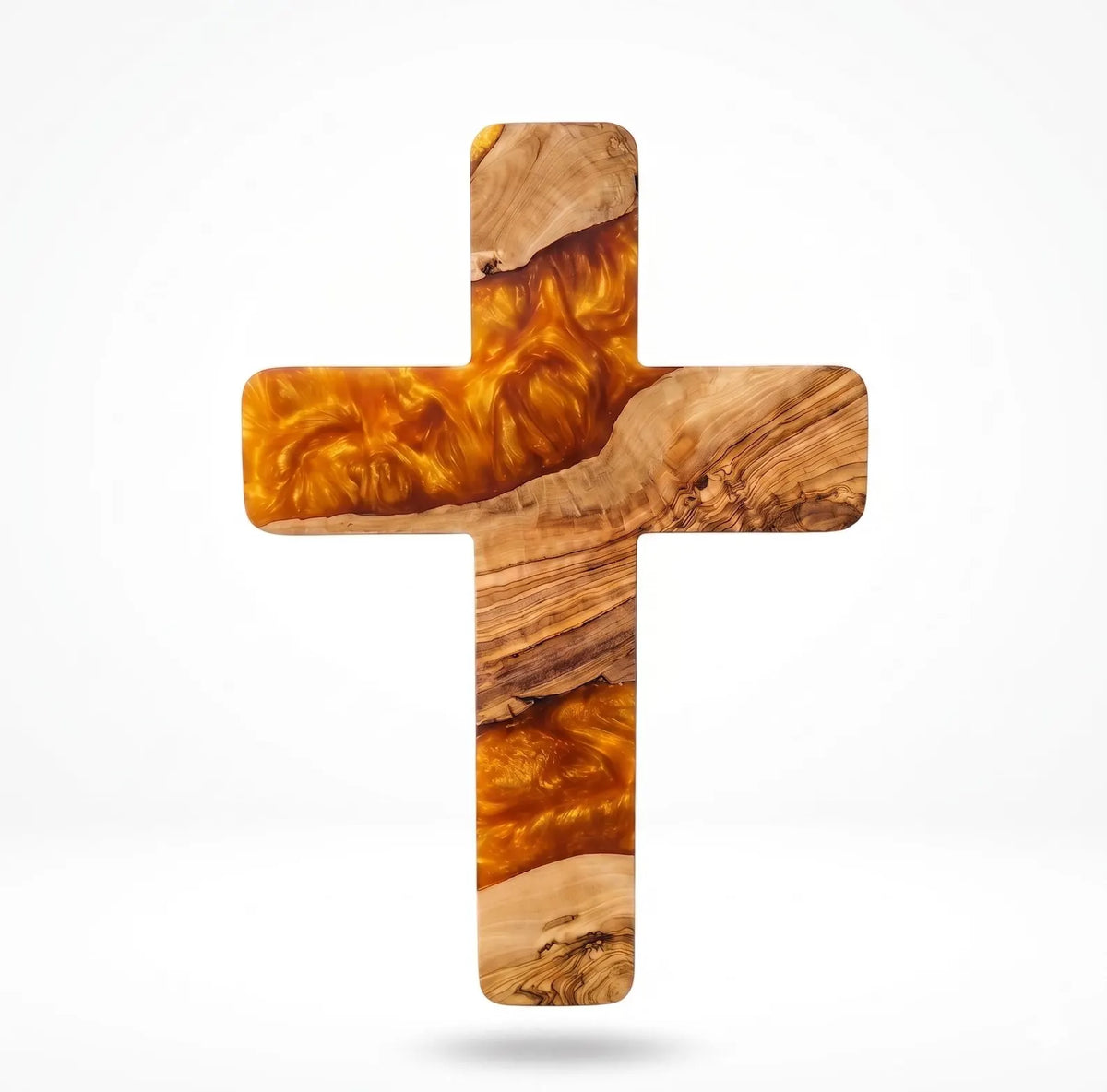 Handmade Olive Wood Resin Cross, Christian Wall Decor, Rustic Religious Home Decoration, Meaningful Faith Gift