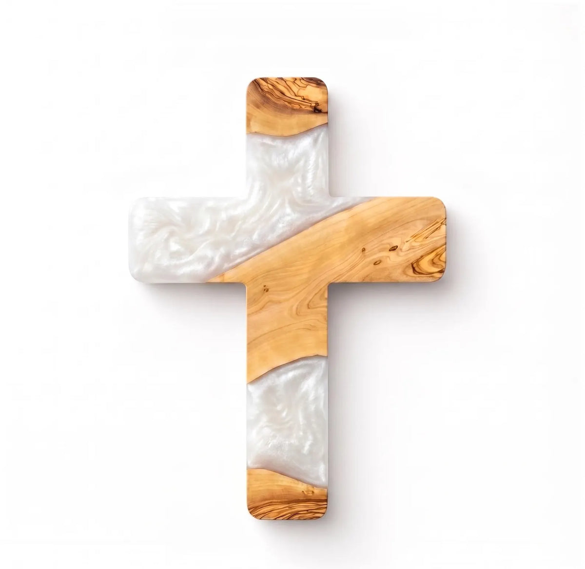 Handmade Olive Wood Resin Cross, Christian Wall Decor, Rustic Religious Home Decoration, Meaningful Faith Gift