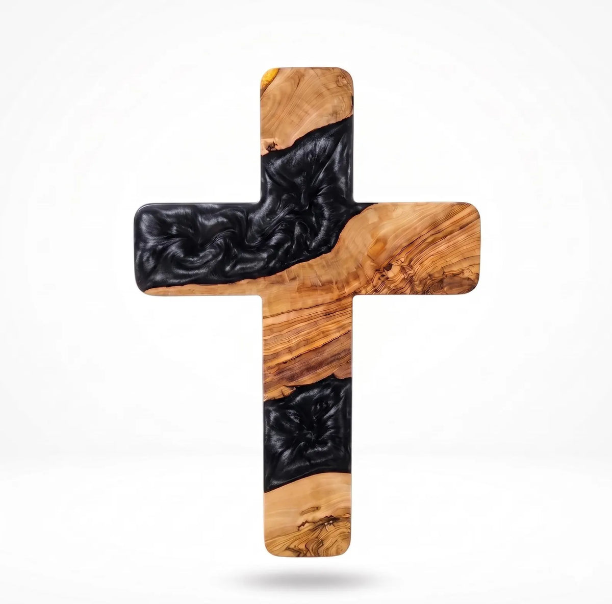 Handmade Olive Wood Resin Cross, Christian Wall Decor, Rustic Religious Home Decoration, Meaningful Faith Gift