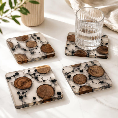 Handmade Epoxy Resin Coasters, Unique Drink Coaster Set, Elegant Home Decor, Tea Coffee Table