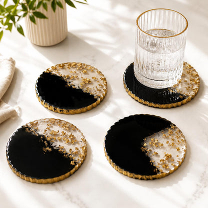 Handmade Epoxy Resin Coasters, Unique Drink Coaster Set, Elegant Home Decor, Tea Coffee Table