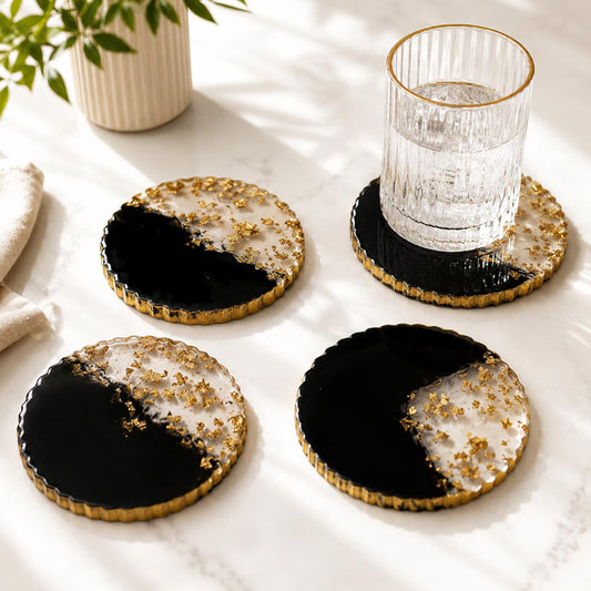 Handmade Epoxy Resin Coasters, Unique Drink Coaster Set, Elegant Home Decor, Tea Coffee Table