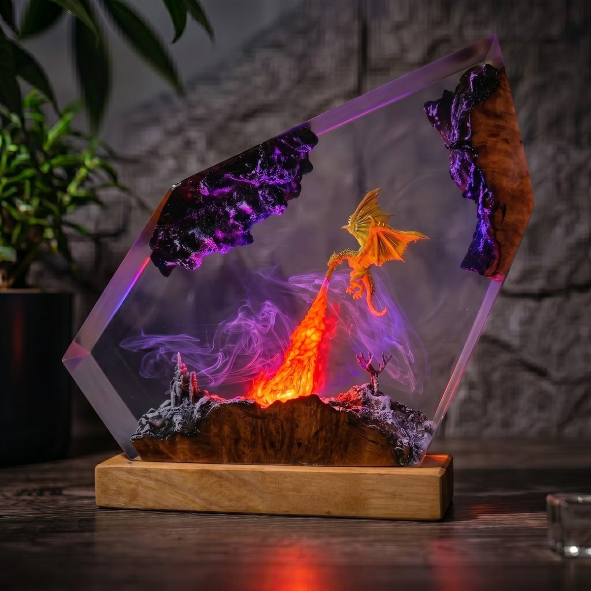 Handmade Ice Dragon Resin Lamp, Fantasy Night Light, Dragon Statue, Unique Home Decor Gift