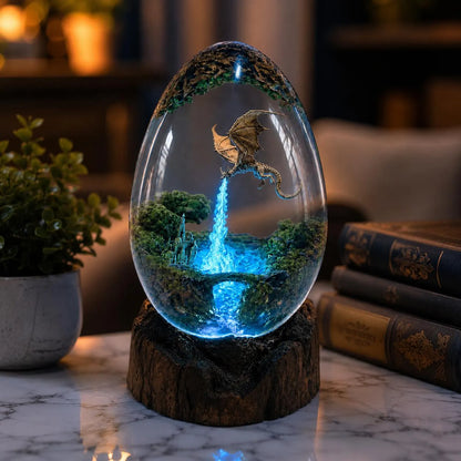 Handmade Fire Dragon Egg Resin Lamp – Fantasy Glowing Night Light and Gamer Room Decor