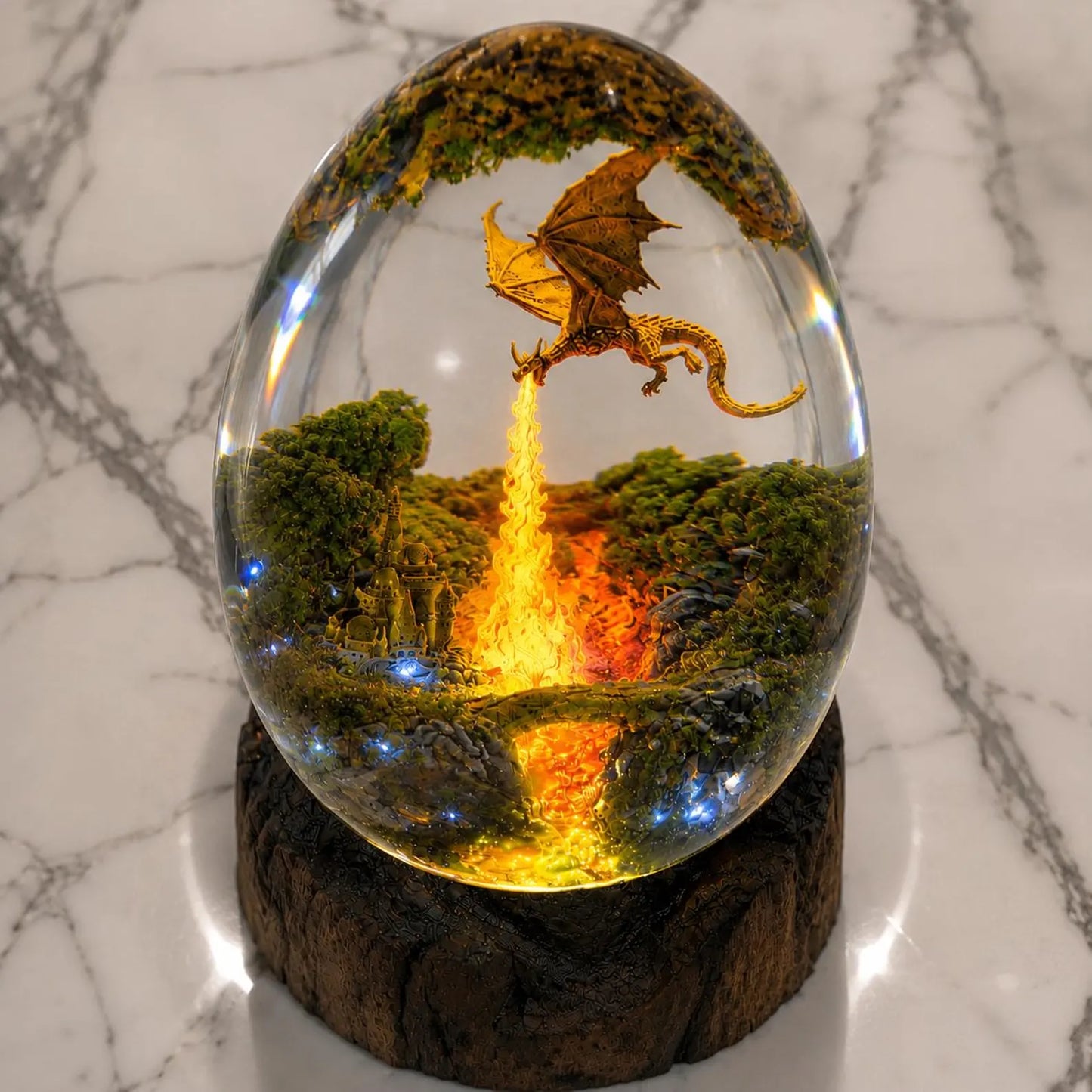 Handmade Fire Dragon Egg Resin Lamp – Fantasy Glowing Night Light and Gamer Room Decor