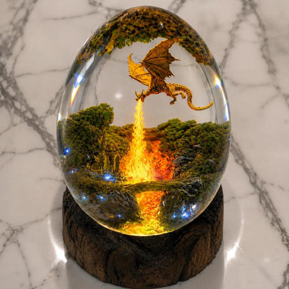 Handmade Fire Dragon Egg Resin Lamp – Fantasy Glowing Night Light and Gamer Room Decor