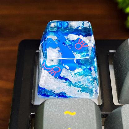 Kyo Surfing Ocean Waves Resin Keycap, Legendary Water Character Artisan Keycap for Mechanical Keyboard