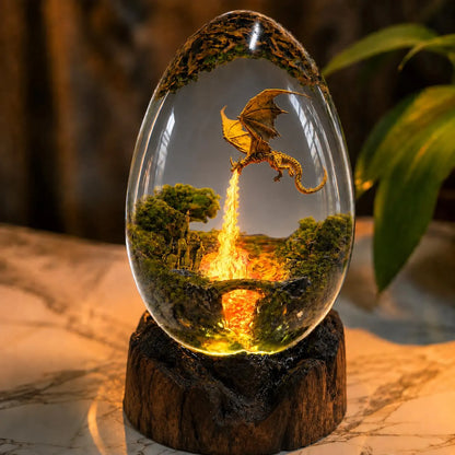 Handmade Fire Dragon Egg Resin Lamp – Fantasy Glowing Night Light and Gamer Room Decor