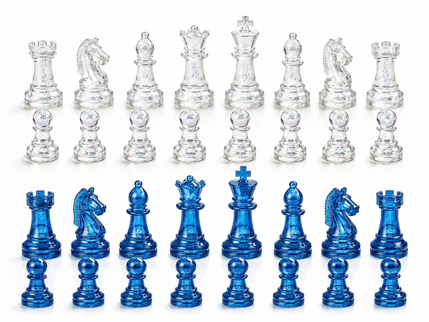 Handmade Epoxy Resin Chess Set – Luxury Wooden Chess Board with 32 Pieces