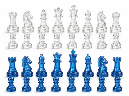 Handmade Epoxy Resin Chess Set – Luxury Wooden Chess Board with 32 Pieces
