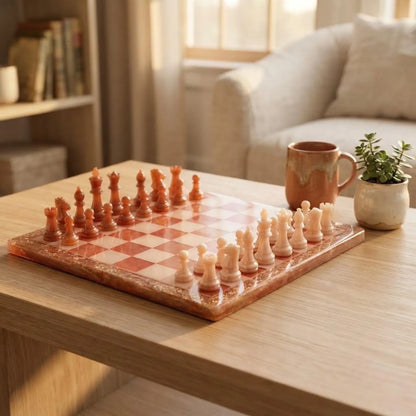 Handmade Luxury Resin Chess Set with 32 Pieces Custom Artistic Chess Board Game Room Decor