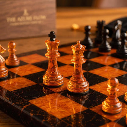 Handmade Halloween Resin Chess Set with Spooky Wood Board and Unique Artistic Chess Pieces