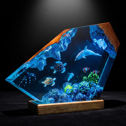Dolphin Ocean Resin Lamp, Sea Turtle Octopus Night Light, Underwater Marine Life Decor