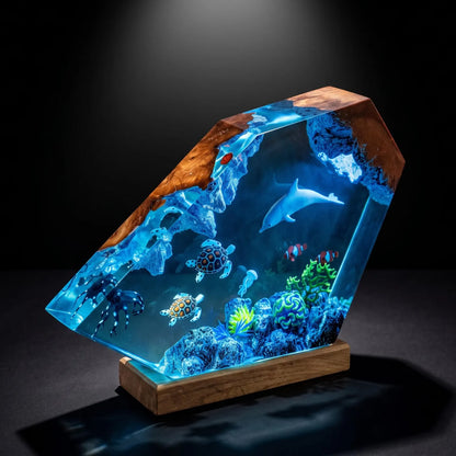 Dolphin Ocean Resin Lamp, Sea Turtle Octopus Night Light, Underwater Marine Life Decor