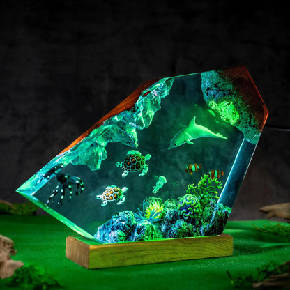 Dolphin Ocean Resin Lamp, Sea Turtle Octopus Night Light, Underwater Marine Life Decor