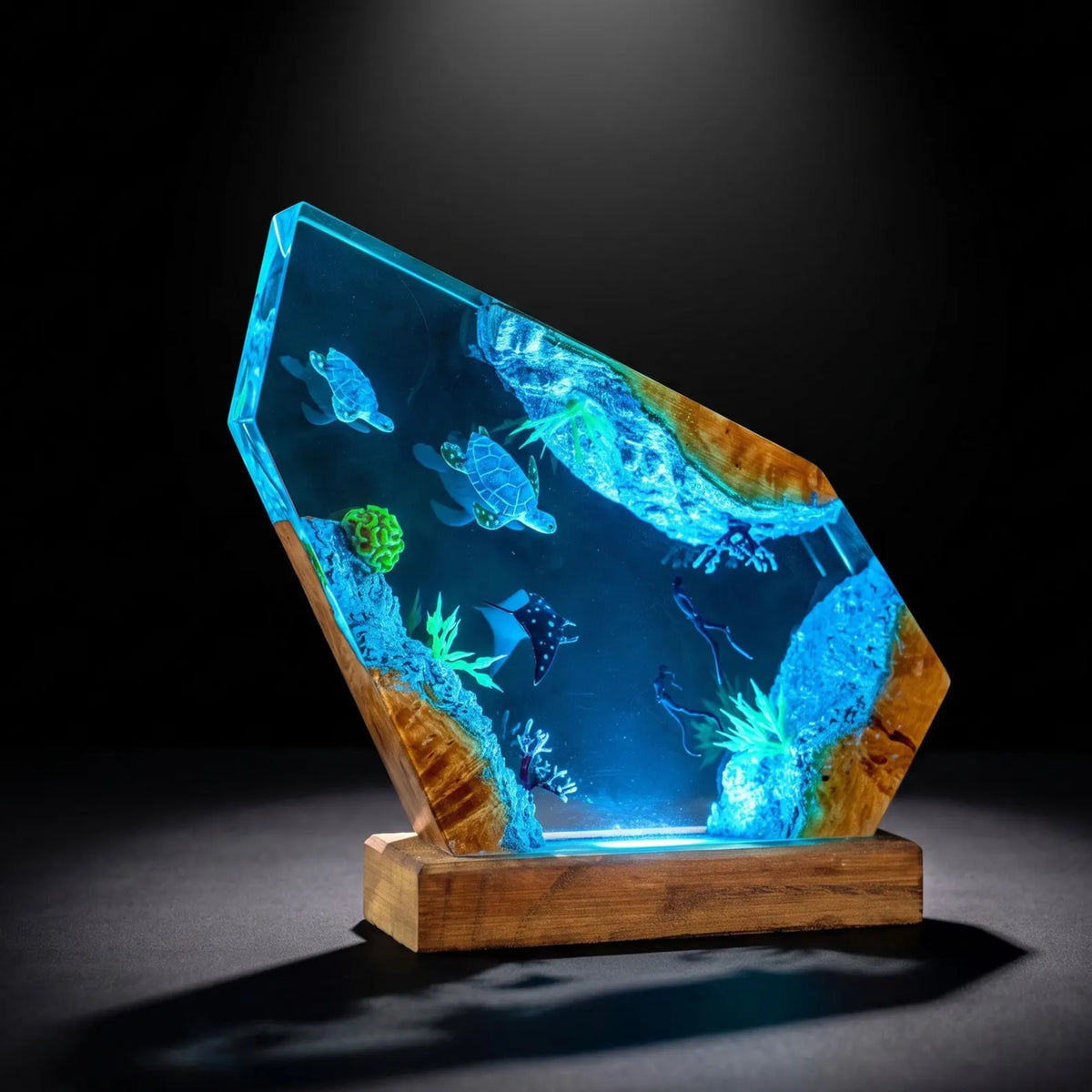 Dolphin Ocean Resin Lamp, Sea Turtle Octopus Night Light, Underwater Marine Life Decor