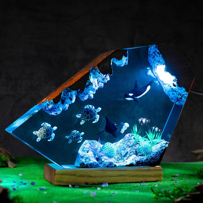 Orca Resin Night Light, Sea Turtle Lamp, Ocean Decor, Coral Reef Marine Life