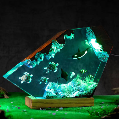 Orca Resin Night Light, Sea Turtle Lamp, Ocean Decor, Coral Reef Marine Life