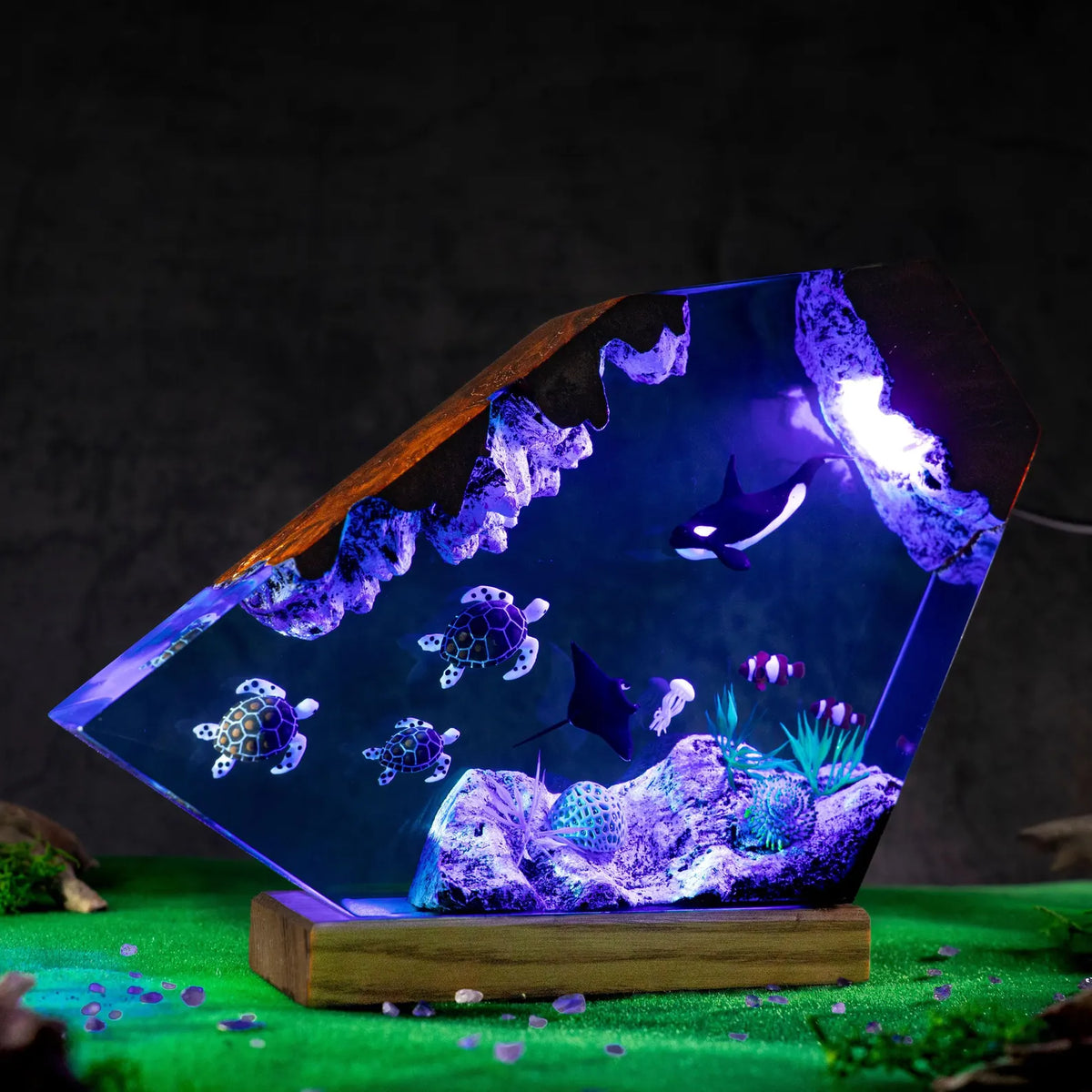 Orca Resin Night Light, Sea Turtle Lamp, Ocean Decor, Coral Reef Marine Life