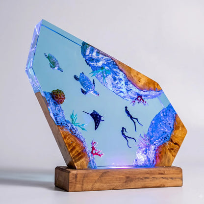 Dolphin Ocean Resin Lamp, Sea Turtle Octopus Night Light, Underwater Marine Life Decor