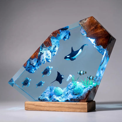 Orca Resin Night Light, Sea Turtle Lamp, Ocean Decor, Coral Reef Marine Life