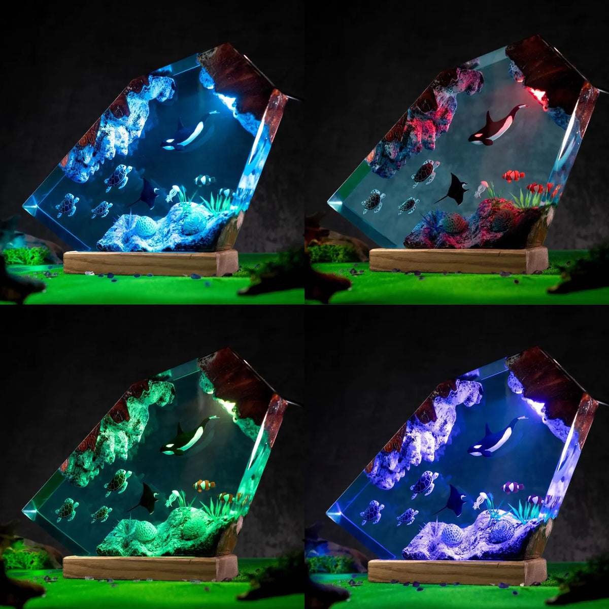 Orca Resin Night Light, Sea Turtle Lamp, Ocean Decor, Coral Reef Marine Life
