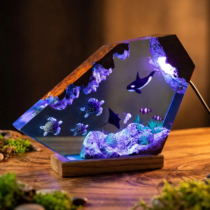 Orca Resin Night Light, Sea Turtle Lamp, Ocean Decor, Coral Reef Marine Life