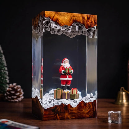 Santa Claus Resin Lamp – Snowy Christmas Night Light
