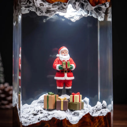 Santa Claus Resin Lamp – Snowy Christmas Night Light
