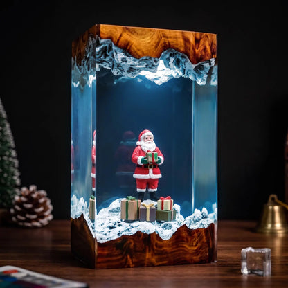 Santa Claus Resin Lamp – Snowy Christmas Night Light