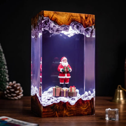 Santa Claus Resin Lamp – Snowy Christmas Night Light
