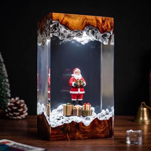 Santa Claus Resin Lamp – Snowy Christmas Night Light