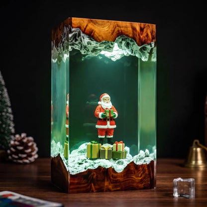Santa Claus Resin Lamp – Snowy Christmas Night Light