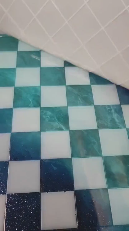 Handmade Ocean Resin Chess Set Blue Epoxy Wood Chess Board Coastal Inspired Luxury Game