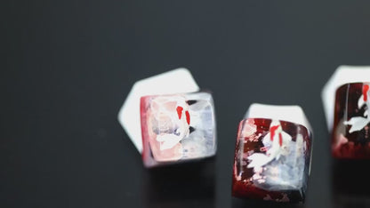 Red Koi Fish Artisan Keycap for Cherry MX Mechanical Keyboards Custom Resin Design