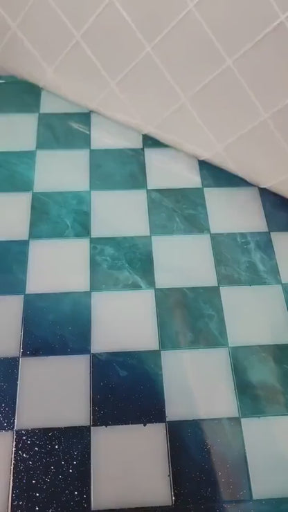 Handcrafted Ocean Blue Resin Chess Set – Luxury Epoxy Wood Chess Board with Pieces